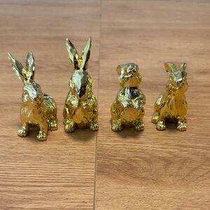 Easter Gold Rabbit Figurines Set
